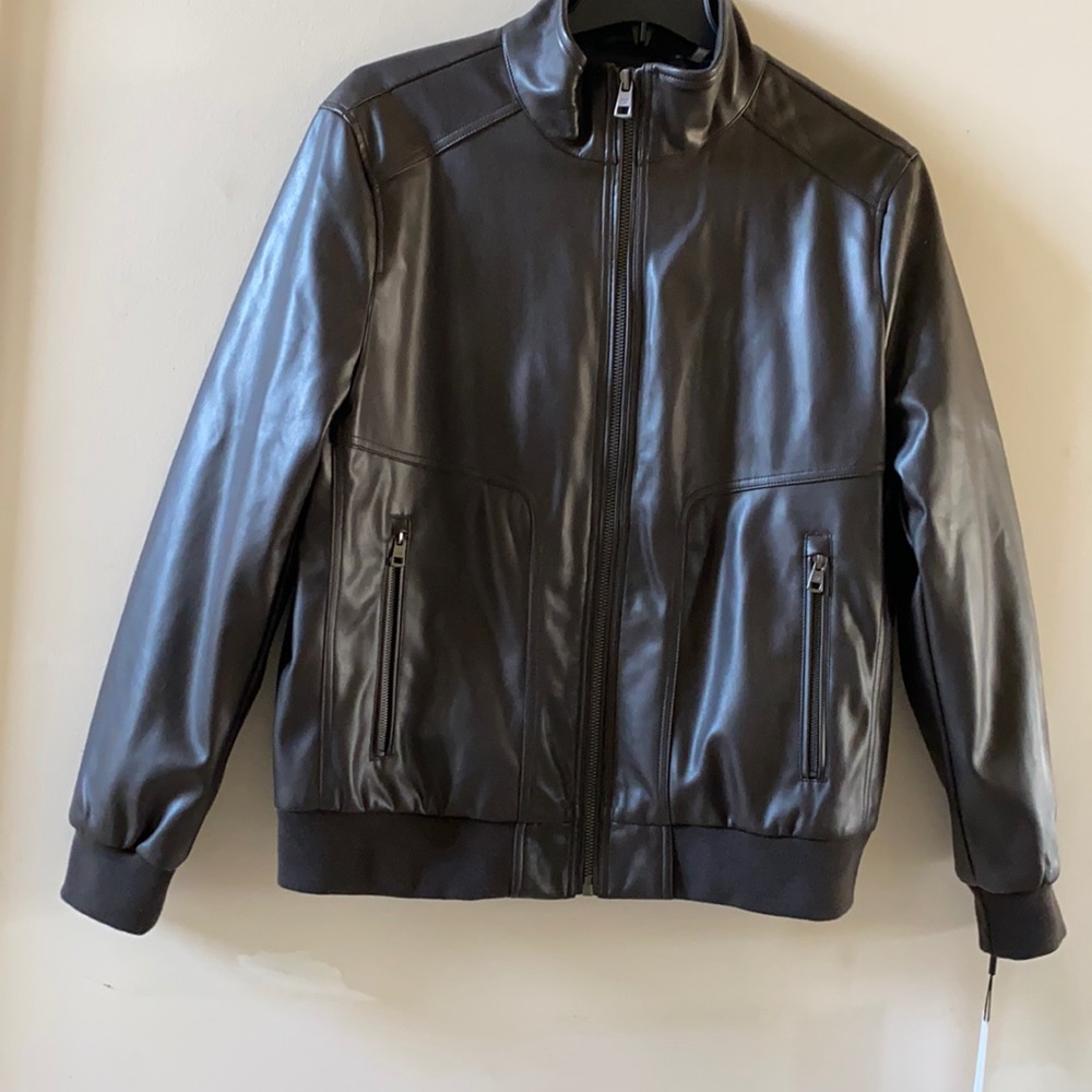 Calvin Klein men’s leather jacket NEW with tags size L brown color